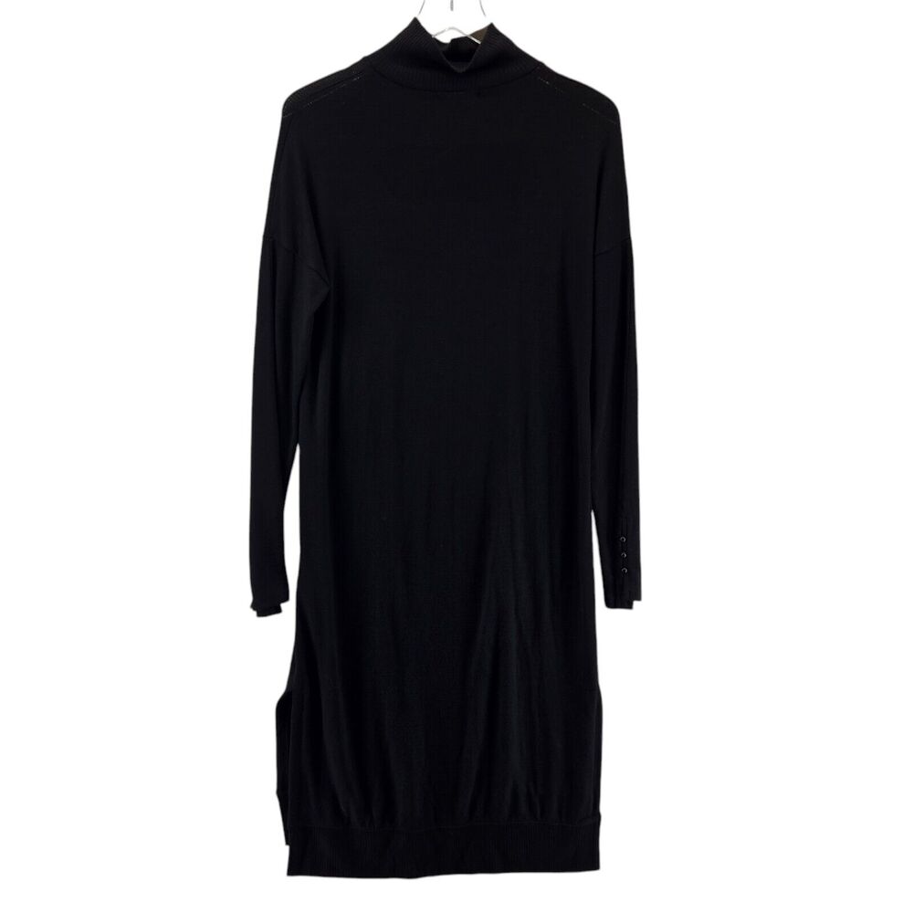 Rag & Bone Dress Womens Medium Midi Black Longโ Sleeve Mock Neck Designer Gothic